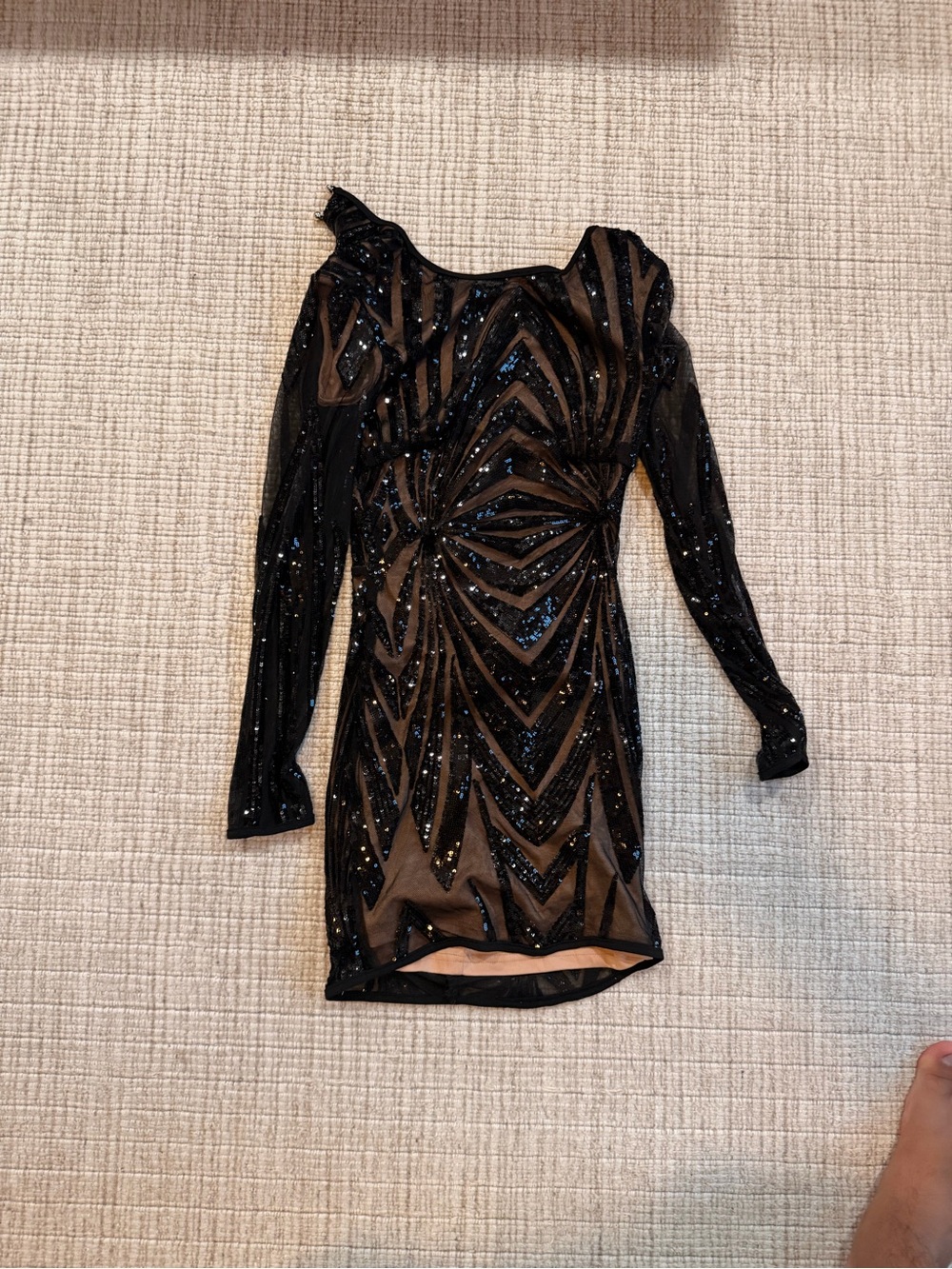 privy Black Sequin Mesh Mini Dress